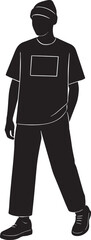 Black silhouette of a person wearing a beanie and t-shirt male