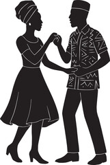 Couple dancing elegantly in traditional attire black