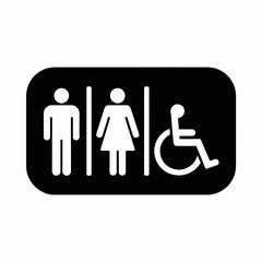 restroom, toilet, bathroom, icon, vector, male, female, accessible, disability, wheelchair, unisex, signage, washroom, public, facility, gender, inclusive, symbol, door, black, silhouette, white, grap