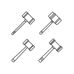 mallet line art icon set of vector illustration