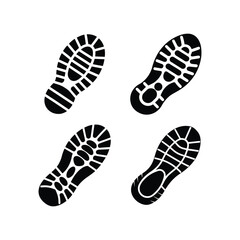 shoe prints silhouette set of vector illustration