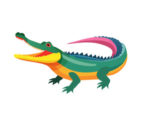 Obraz premium Colorful Aligator Isolated on a Transparent Background