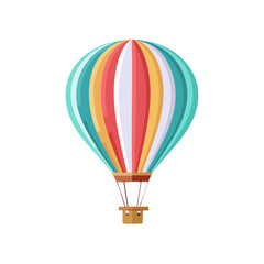 Colorful Hot Air Balloon Icon Isolated on a Transparent Background