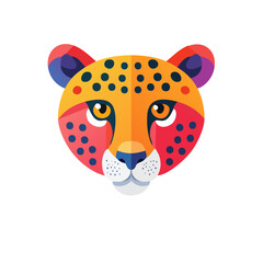 Colorful Cheetah Icon Isolated on a Transparent Background