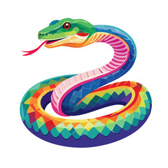 Colorful Snake Icon Isolated on a Transparent Background