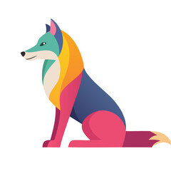 Obraz premium Colorful Wolf Icon Isolated on a Transparent Background