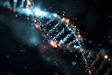 Futuristic Digital DNA Structure with Copy Space