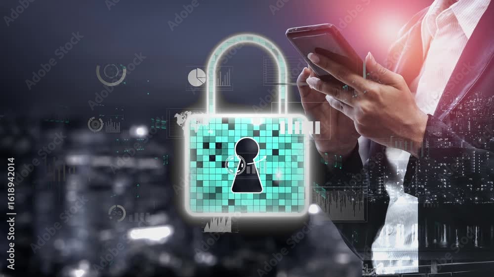 Poster cyber security protection and cyber security strategies against cyber threats, system hacks, digital