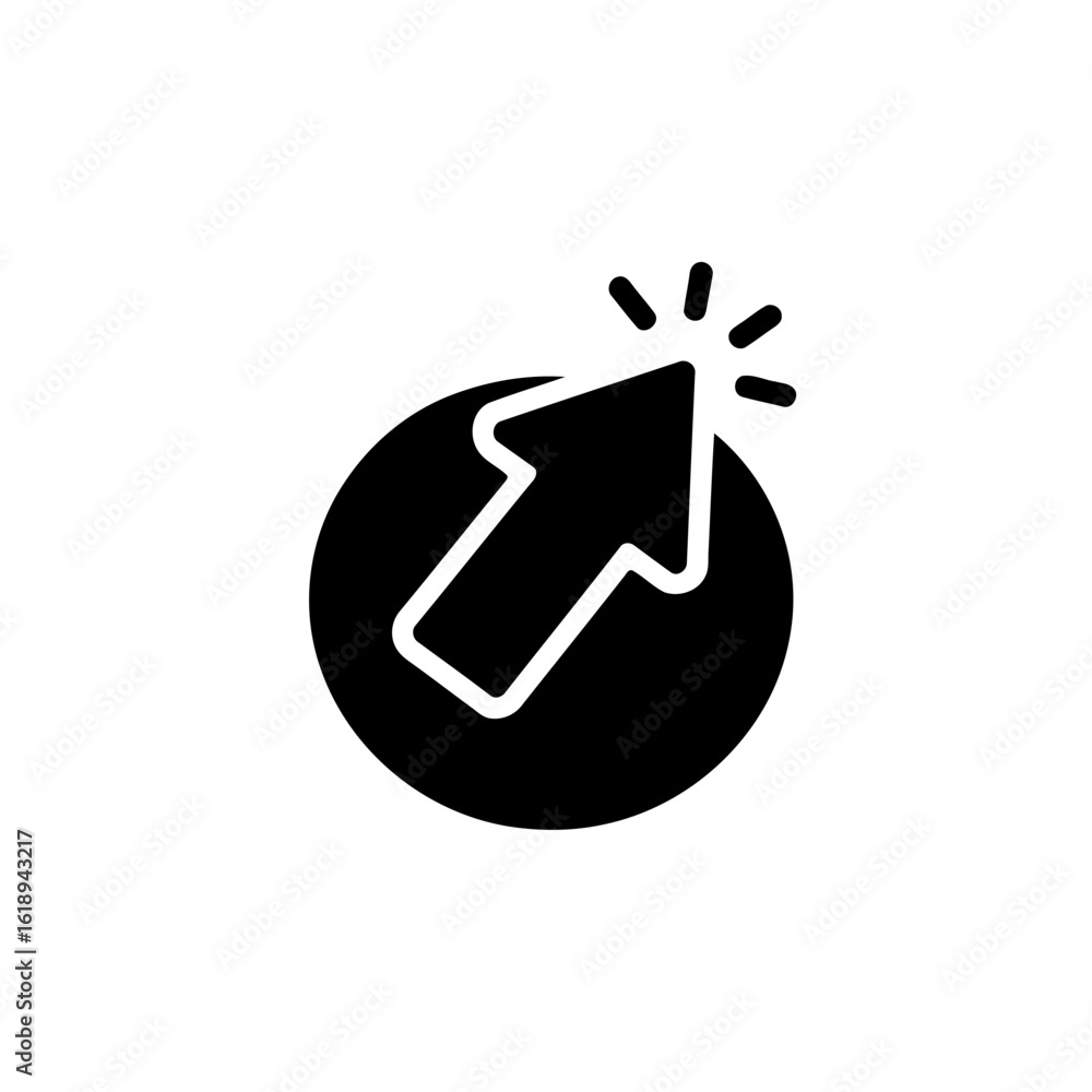 Poster Black Cursor Icon Symbolizes Interaction and Connection within a Circular Digital Interface