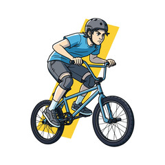 Fototapeta premium Young Athlete Performs Extreme Bicycle Stunts on a BMX Bike