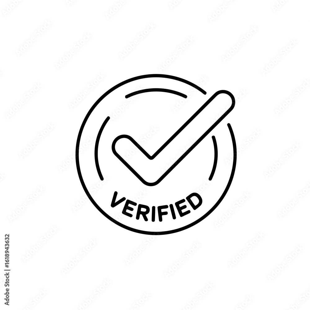 Poster verified badge icon signifying approval confirmation and trust in a clean minimalist design