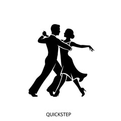 Fototapeta premium Icon - A silhouette of a couple engaged in a ballroom dance pose, specifically the quickstep.