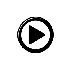 Black Play Button in a Circular Frame Minimalist Design Great for Media or Application Iconography