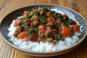 Rice with tomato gravy.