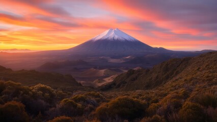 Fototapeta premium Volcanic mountain sunrise