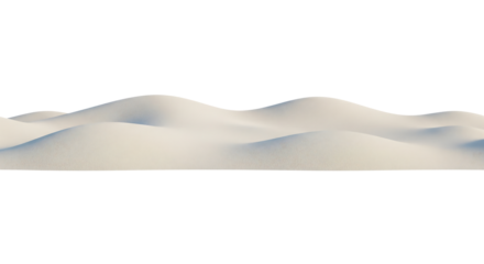 Smooth white sand dunes or snowdrifts in soft light. Isolated on transparent background, png