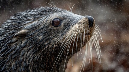 Wet seal's head close-up