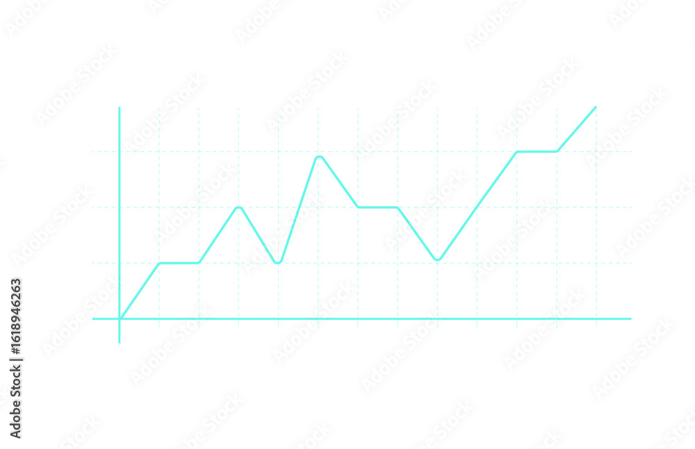Poster line graph chart displaying upward trends throughout months on dark background, indicating positive 
