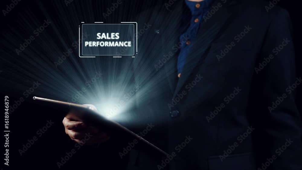 Poster digital sales performance dashboard showing sales performance metrics, performance trends, sales per