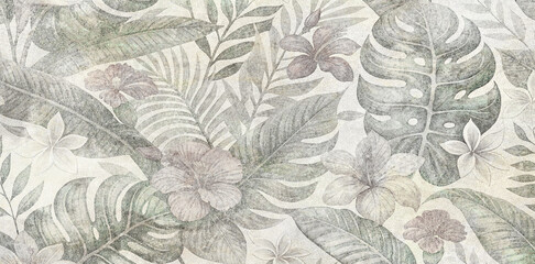 Colorful ceramic wall tiles and mural decoration. Abstract damask patchwork pattern with geometric and floral ornaments