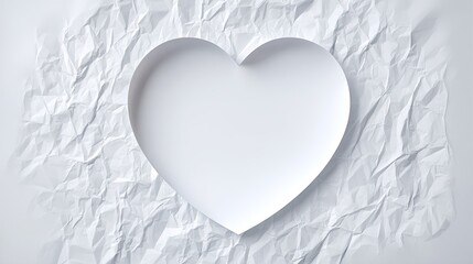 Obraz premium Heart-shaped cutout in crumpled white paper
