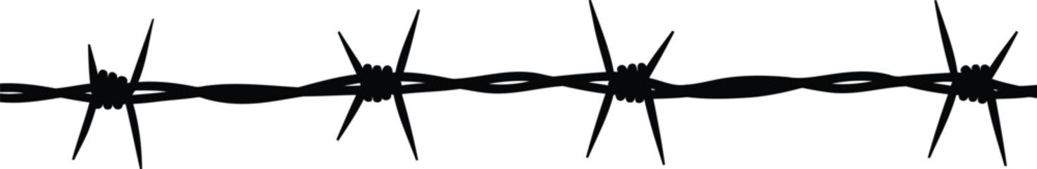 Barbed wire vector set with realistic silhouettes of sharp wire for security and fencing designs
