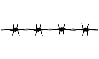 Barbed wire vector set with realistic silhouettes of sharp wire for security and fencing designs