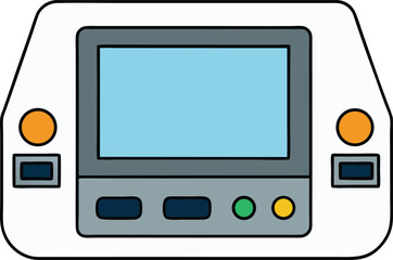 Futuristic high tech ventilator console with glowing status indicators