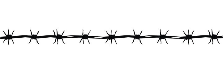 Barbed wire vector set with realistic silhouettes of sharp wire for security and fencing designs
