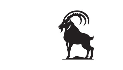 Mountain Goat Ibex Silhouette Standing on Cliff