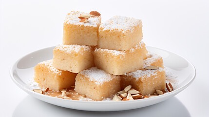 Indian milk cake pieces garnished with nuts