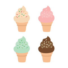 ice cream cone food snack sweet dessert gelato soft ice emoji symbol sign icon vector illustration isolated flat