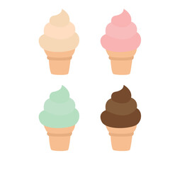ice cream cone food snack sweet dessert gelato soft ice emoji symbol sign icon vector illustration isolated flat