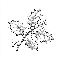 Fototapeta premium holly berry drawing 