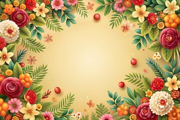 Whimsical floral border design clean center layout ideal for event announcements promotional visuals organic brand messaging or spring themed posts with soft colored flowers