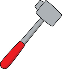 Silver reflex hammer with bright red rubber tip medical illustration