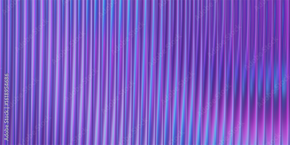 Poster ribbed purple glass background with iridescent gradient and blue metal effect. abstract fractal patt