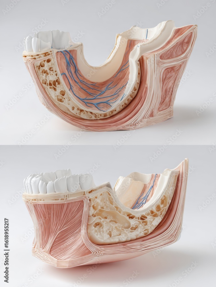 Poster 3d visualization of skin layers illustrating changes before and after a cosmetic procedure in a clea