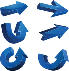 3D Arrow Icon Set Featuring Glossy, Bold, and Minimal Arrows