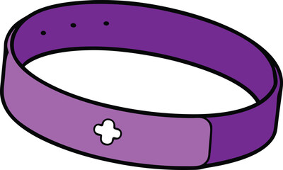 Bright violet medical alert bracelet design with engraved text and icons