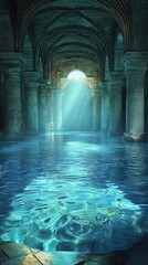 Subterranean pool, light rays