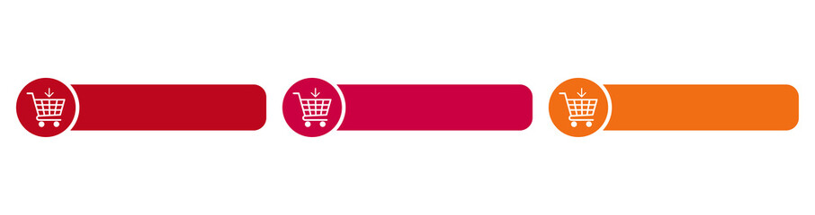 Colorful shopping cart buttons in red, pink, and orange, ready to click for online purchases today. © Png Art