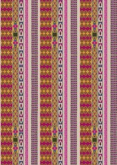 Seamless Multicolor Ethnic Textile Pattern – Ornamental Striped Design for Fashion, Decor, and Digital Backgrounds