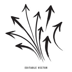 Abstract Black Ink Arrows: Growth, Progress, and Success Concept Flat vector illustration