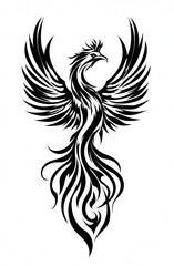 Fototapeta premium Black and white phoenix design (1)