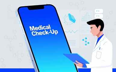 Modern smartphone with text medical check up