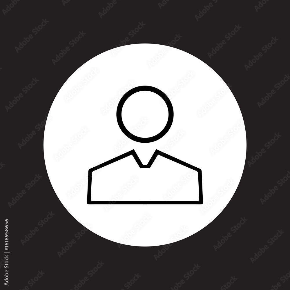 Poster user icon vector. profile mark logo design. profile vector icon illustration in circle isolated on b