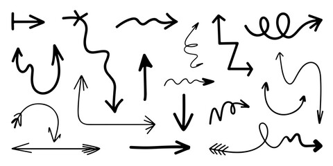 Diverse Hand-Drawn Arrows Collection Displayed in an Artistic Composition Against a Clean White Backdrop