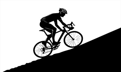 Obraz premium Cyclist Silhouetted Ascending a Steep Hill 