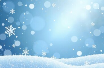 Winter wonderland: snowflakes and gleaming snowy hills on a blue sky background. High quality photo